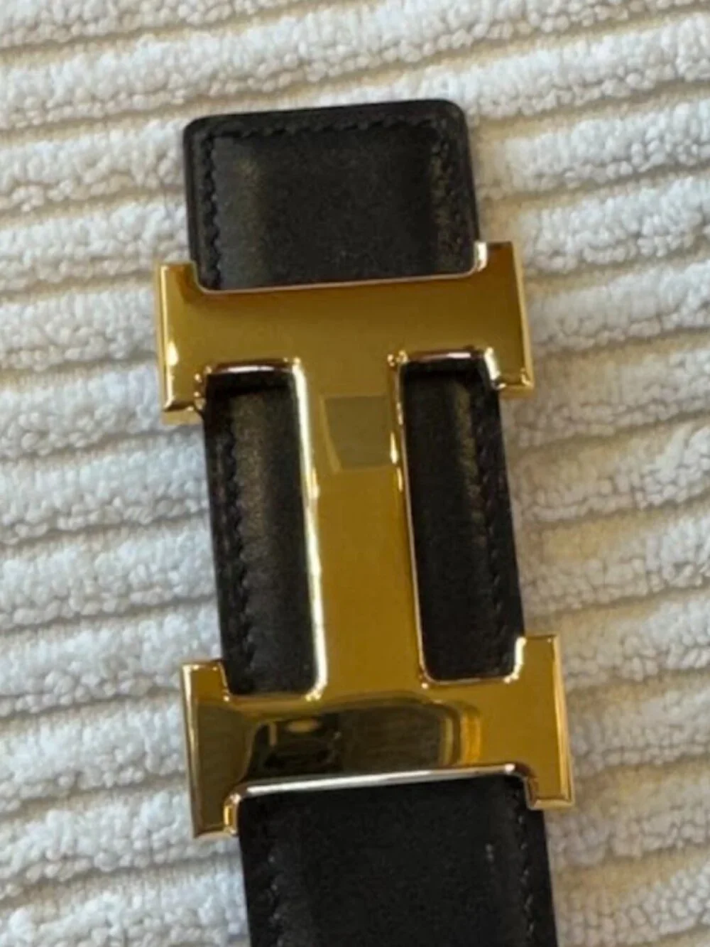 Hermes Men's H Belt - 85cm Black Box Calf / Gold Courcheval (most desirable)